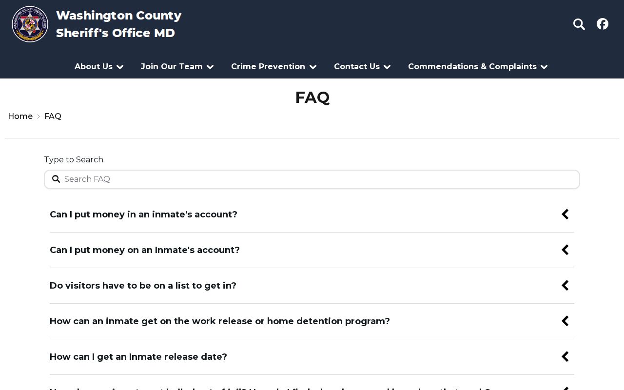 Washington County release date confidentiality statement in the sheriff FAQ